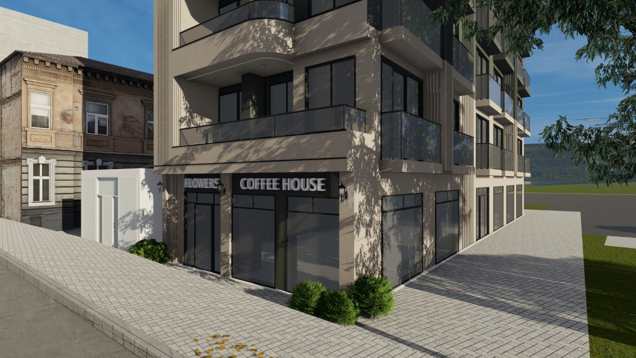 Угол дома и торговая галерея Flowers Coffee House